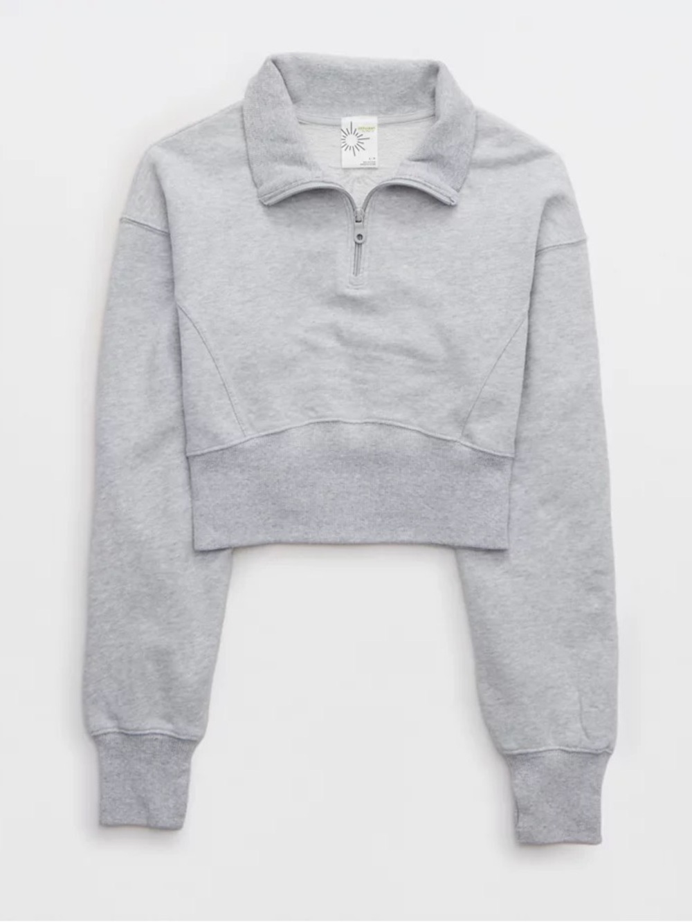OFFLINE by Aerie ($65) Cropped Quarter Zip Sweatshirt Heather Grey Sz XL